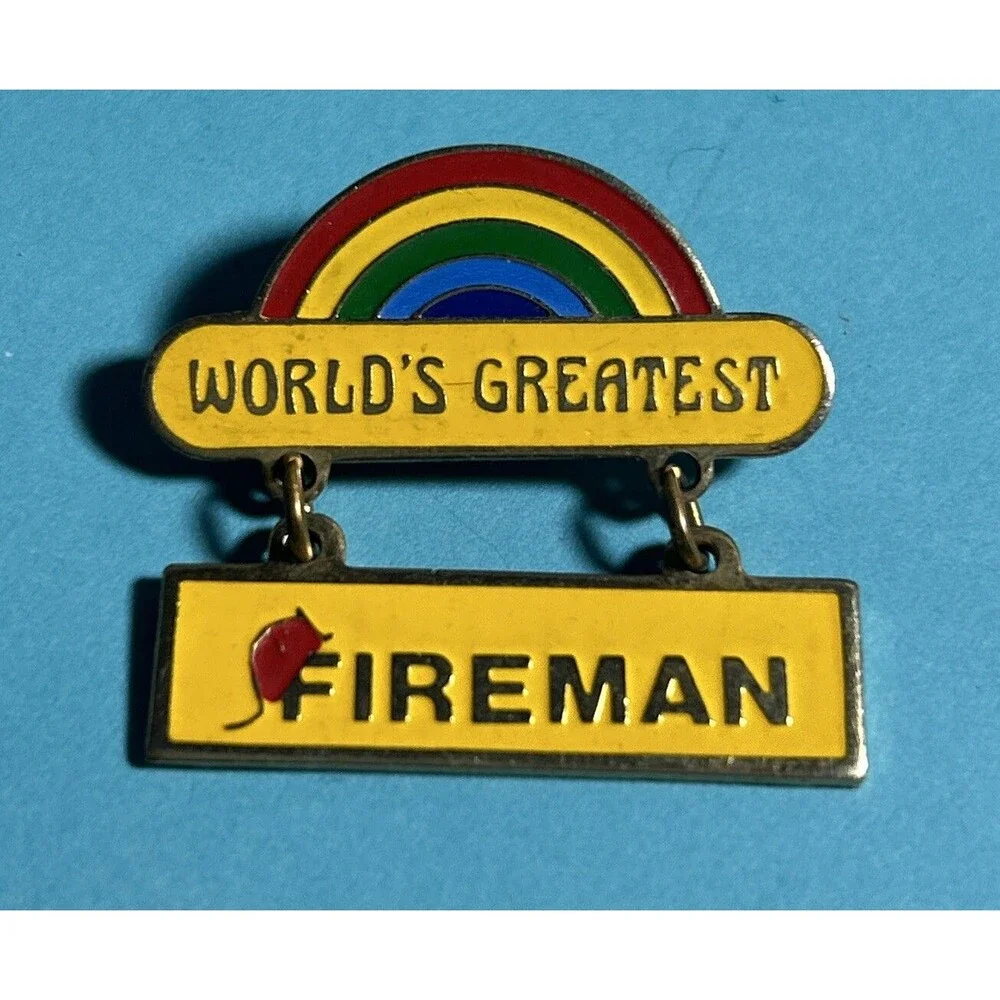 Vintage ©1979 Centennial World’s Greatest FIREMAN Dangle Lapel Pin or Brooch